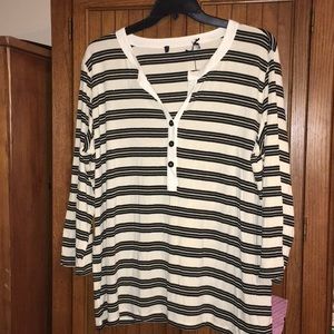 Stripe 3/4” sleeve Knit Blouse